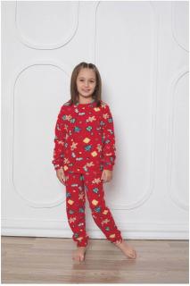Pijama fete, material soft polar moale si calduros Craciun cadouri rosu 718