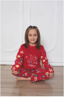 Pijama fete, material soft polar moale si calduros Craciun Joy rosu 618