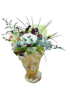 Aranjament floral cu Trandafir Criogenat si plante Criogenate in vaza Venus, Eventissimi