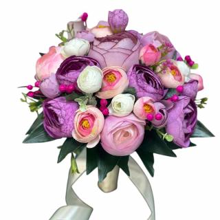 Buchet de bujori roz-violet, rezistent peste ani