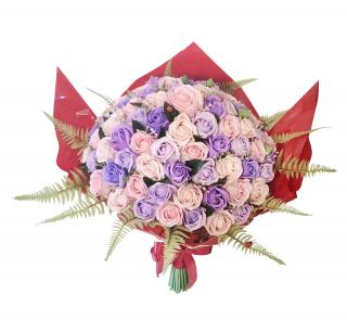 Buchet de Flori EVENTISSIMI - 79 Trandafiri Sapun,  Roz Mov