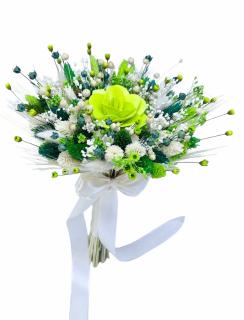 Buchet de Flori Mic Personalizabil cu Plante Uscate (Verde   Alb)