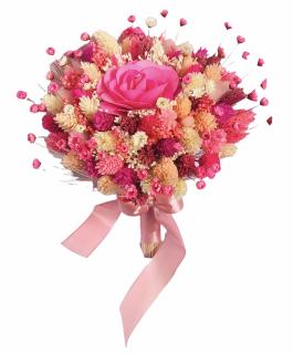 Buchet de Flori Personalizabil Eventissimi - Plante Uscate, Mic, Predominant Roz