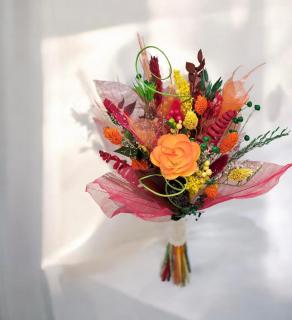 Buchet din Plante Uscate si Frunze Voal - Design Natural, 20x23 cm