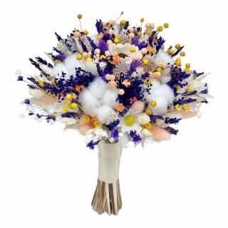 Buchet flori de camp , personalizabil, ideal pentru cununie civila, nunta, mireasa, nasa  sau cadou, alb-mov-galben
