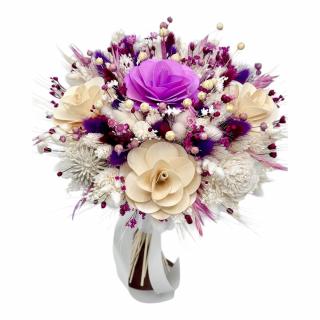 Buchet flori de camp , personalizabil, ideal pentru cununie civila, nunta, mireasa, nasa  sau cadou, alb- violet