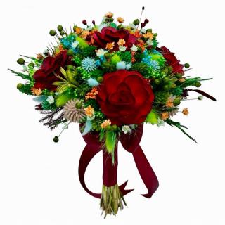 Buchet flori de camp , personalizabil, ideal pentru cununie civila, nunta, mireasa, nasa  sau cadou, verde-grena