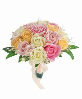 Buchet flori personalizabil, Eventissimi, Trandafiri, Flori de cires si Floarea Miresei, Multicolor