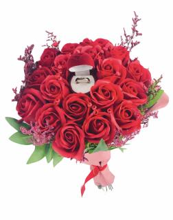 Buchet mediu personalizabil cu trandafiri pentru cerere in casatorie (Rosu)