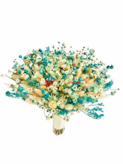 Buchet mediu personalizabil din flori naturale uscate (Turquoise   Ivory)