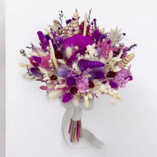 Buchet mov personalizabil cu trandafir si hortensie criogenate