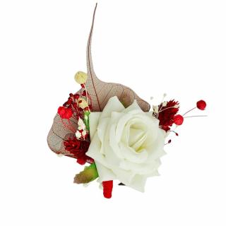 Cocarda cu Trandafir din matase si Flori Naturale Uscate - Eleganta si Versatilitate