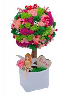 Copacel Decorativ cu Licheni Premium si Flori Criogenate, Figurina, Trunchi Printat 3D, In Ghiveci ceramic