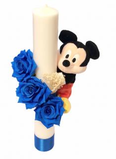 Lumanare botez 40 cm, Mickey Mouse, Eventissimi, alb albastru