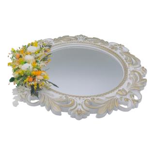 Oglinda cu rama , decorata cu flori criogenate si plante stabilizate