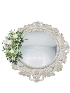 Oglinda  decorativa cu rama , decorata cu flori criogenate si  plante stabilizate