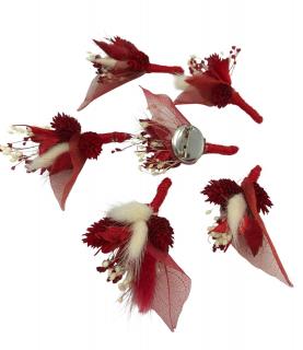 Set 6 Cocarde  flori pentru piept, din plante Naturale Uscate si frunze tip voal