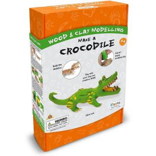 Kit constructie lemn si argila ,   Crocodil Fiesta Crafts FCT-3006