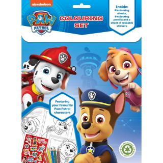 Set 8 fise de colorat cu 6 creioane Paw Patrol Colouring Set Alligator AB3231PWCS2