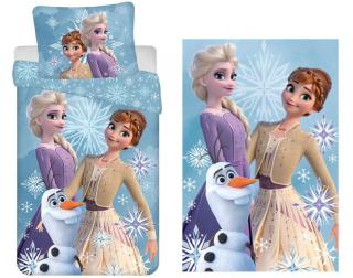 Set de lenjerie de pat si patura fleece Frozen White Snowflake pentru copii