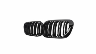 Set 2 grile duble, negru lucios, M Design pentru BMW E46 Coupe Nonfacelift