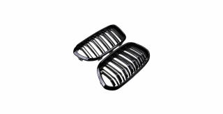 Set 2 grile duble, negru lucios, M Design pentru BMW F20 Facelift