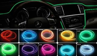 Fir neon auto electroluminiscent El Wire 2m cu droser si mufa