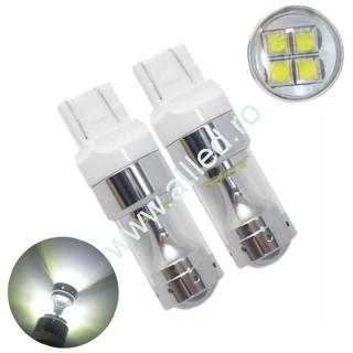 Led auto Canbus T20 7440 (W21W) ALB 60W cu leduri CREE cu dubla intensitate