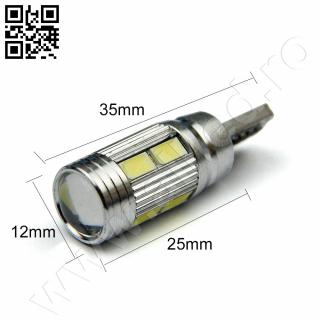 Led Canbus 10 leduri alb (Bec pozitie fata foare puternic w5w)