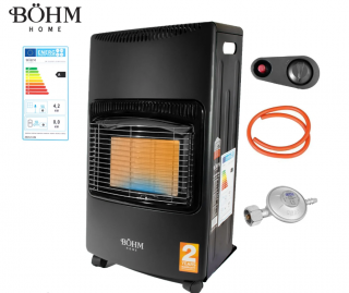 Soba pe gaz GPL pliabila 4,20 kW 3 trepte de putere , 20-80 m  ²  Regulator GPL + Furtun GPL 1,5 m