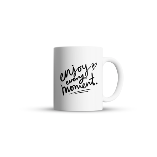 Cana Enjoy Every Moment pentru cafea, ceai sau cadou, Alb, 380ml