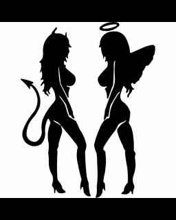 Sticker Angel Demon, Negru, 10 cm