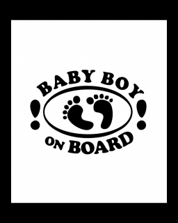 Sticker Baby Boy on Board, Alb, 10 cm