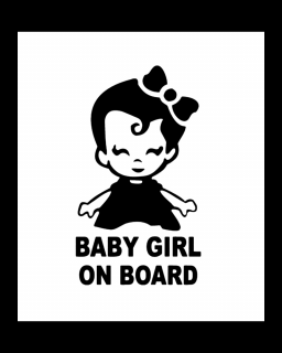 Sticker Baby Girl on Board, Alb, 15 cm