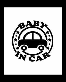 Sticker Baby in Car 2, Alb, 10 cm