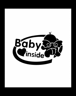 Sticker Baby Inside, Alb, 10 cm