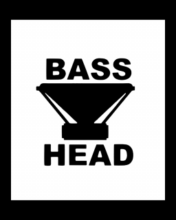 Sticker Bass Head, Alb, 10 cm