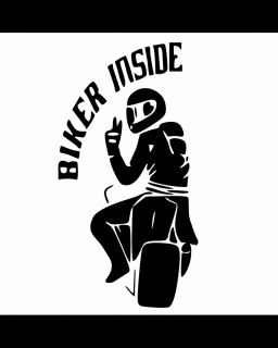 Sticker Biker Inside, Alb, 10 cm