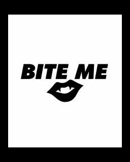 Sticker Bite Me, Albastru, 10 cm