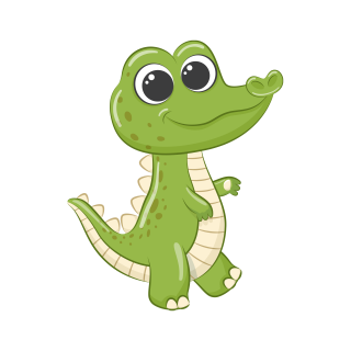 Sticker decorativ perete, camera copii, living, PVC, Baby Crocodile, 56 x 45 cm