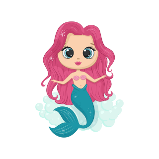 Sticker decorativ perete, camera copii, living, PVC, Cute Mermaid, 59 x 45 cm