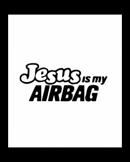 Sticker Jesus Is My Airbag, Albastru, 10 cm