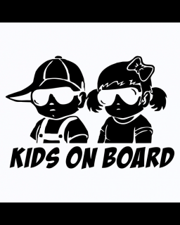 Sticker Kids on Board, Alb, 10 cm