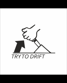 Sticker Try To Drift, Alb, 15 cm