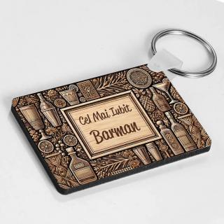Breloc Personalizat ,   Cadou pentru Barman cu Text Personalizabil