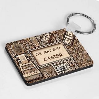 Breloc Personalizat ,   Cadou pentru Casier cu Text Personalizabil