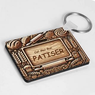 Breloc Personalizat ,   Cadou pentru Patiser cu Text Personalizabil