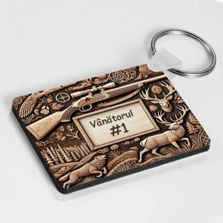 Breloc Personalizat ,   Cadou pentru Vanator cu Text Personalizabil