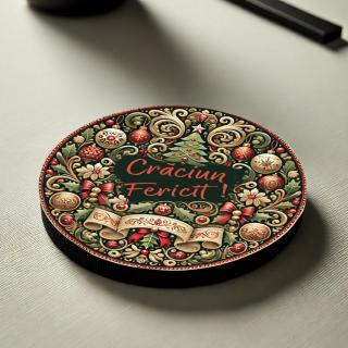 Cadou pentru Craciun,   Set 5 Suporturi Pahar Personalizate cu Text