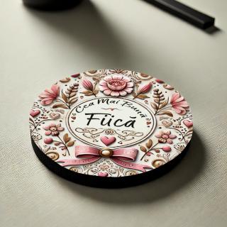 Cadou pentru Fiica ,   Set 5 Suporturi Pahar Personalizate cu Text